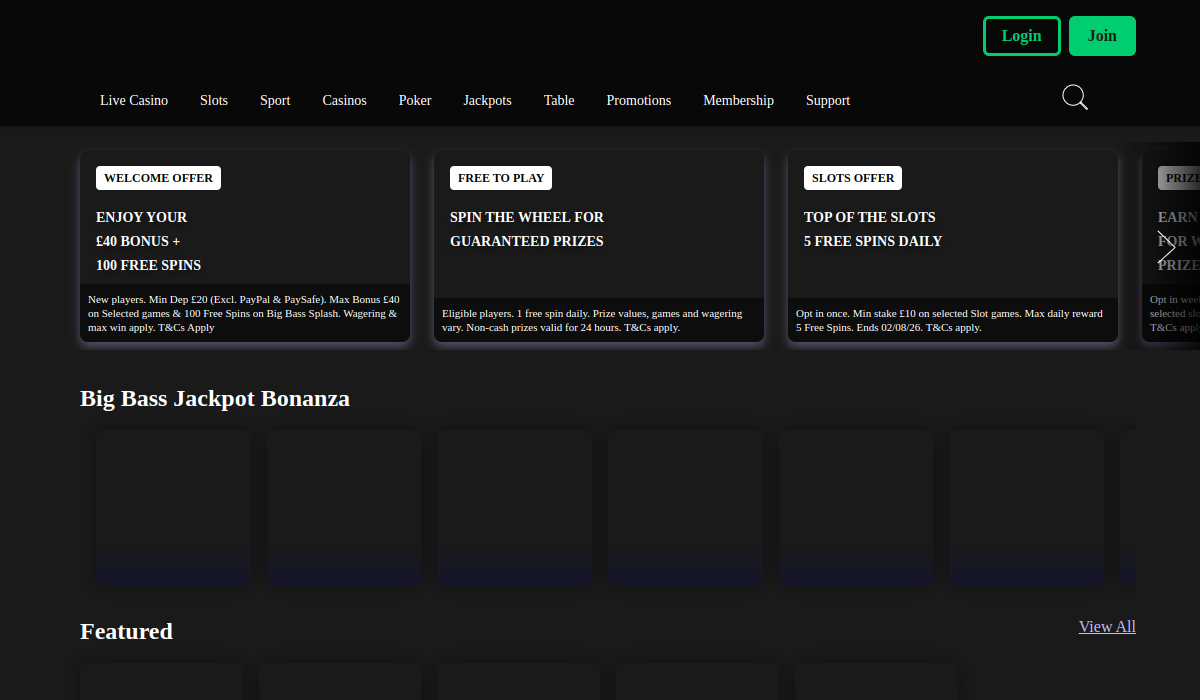 Grosvenor Casinos homepage screenshot